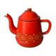 Vintage red enamelled tin teapot