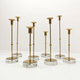 Set of 8 Scandinavian candlesticks Gunnar Ander for Ystad Metall 1960