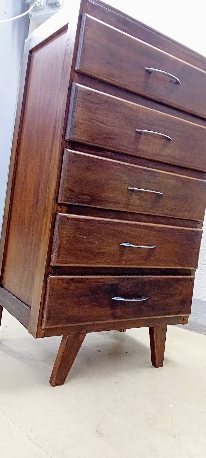 Scandinavian bedside chest of drawers mid-century vintage compass feet