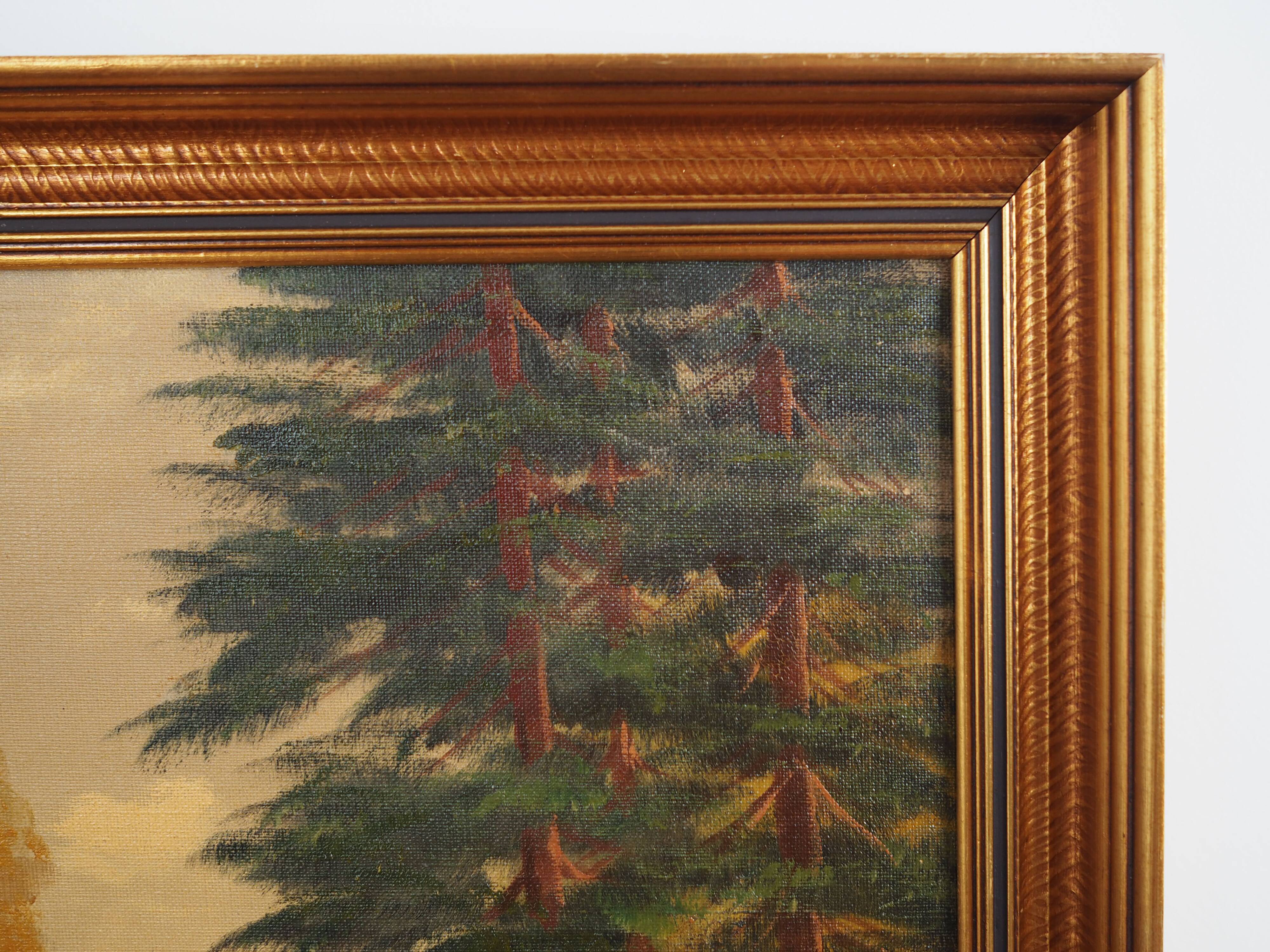 Painting „The Deer by the Road”, Scandinavian design, 1970s