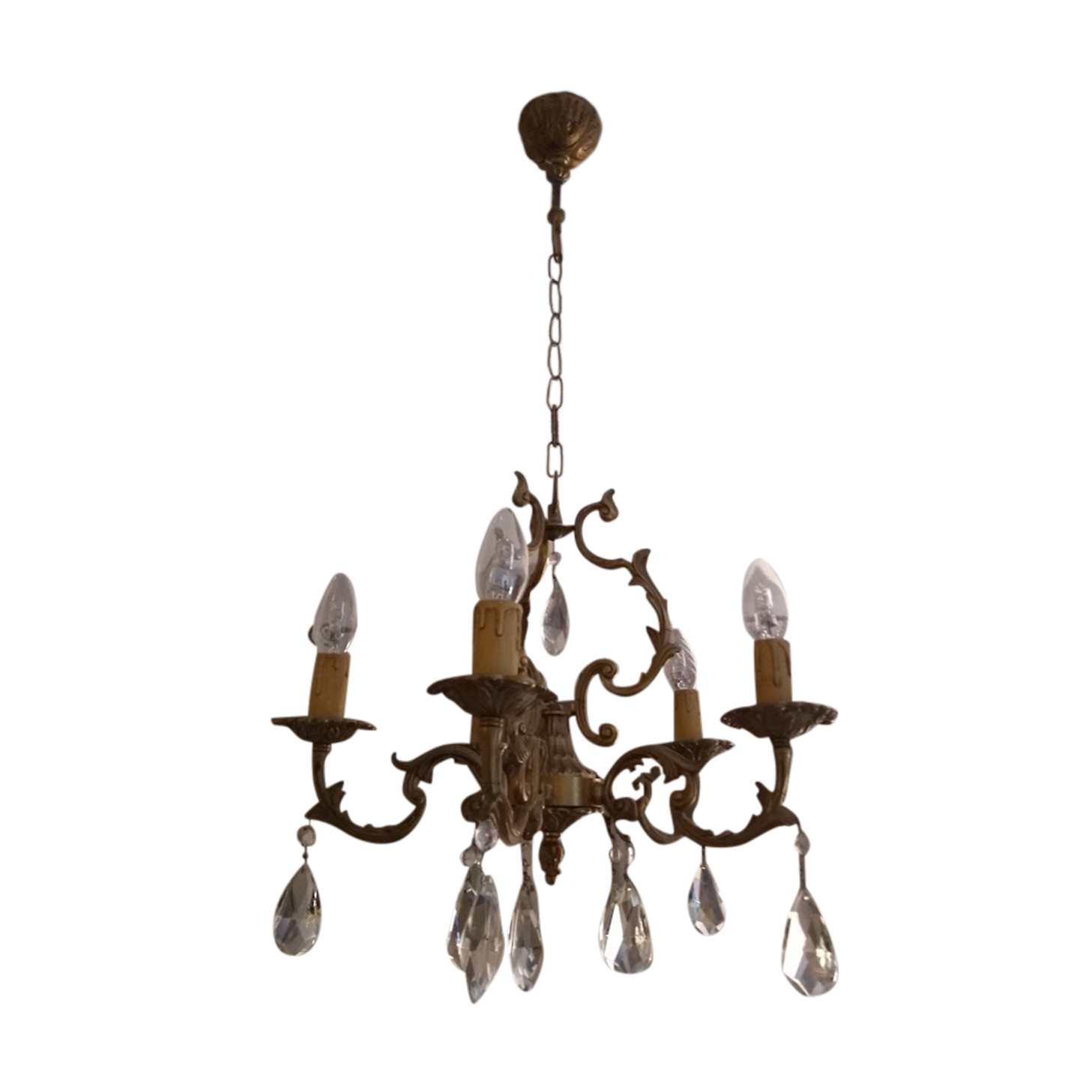 Chandelier 5 branches in bronze and crystal
