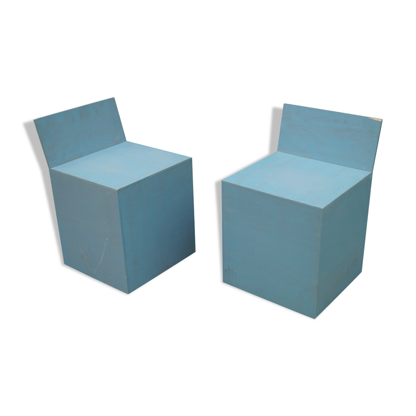 Pair of wooden armchairs design 1980