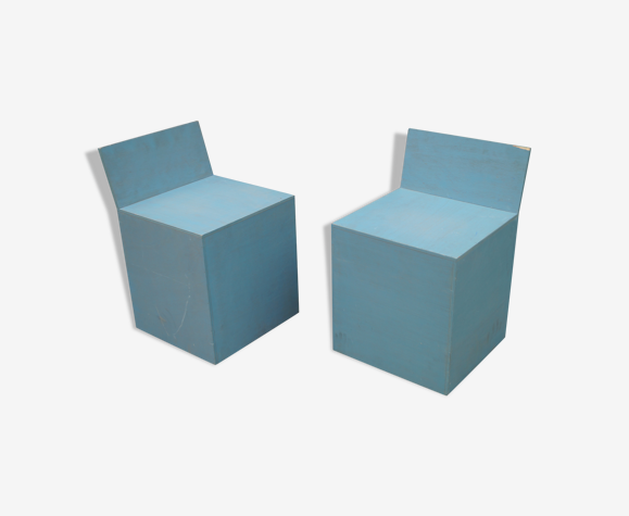 Paire de fauteuils en bois design 1980