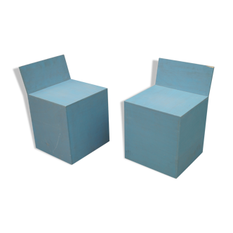 Paire de fauteuils en bois design 1980