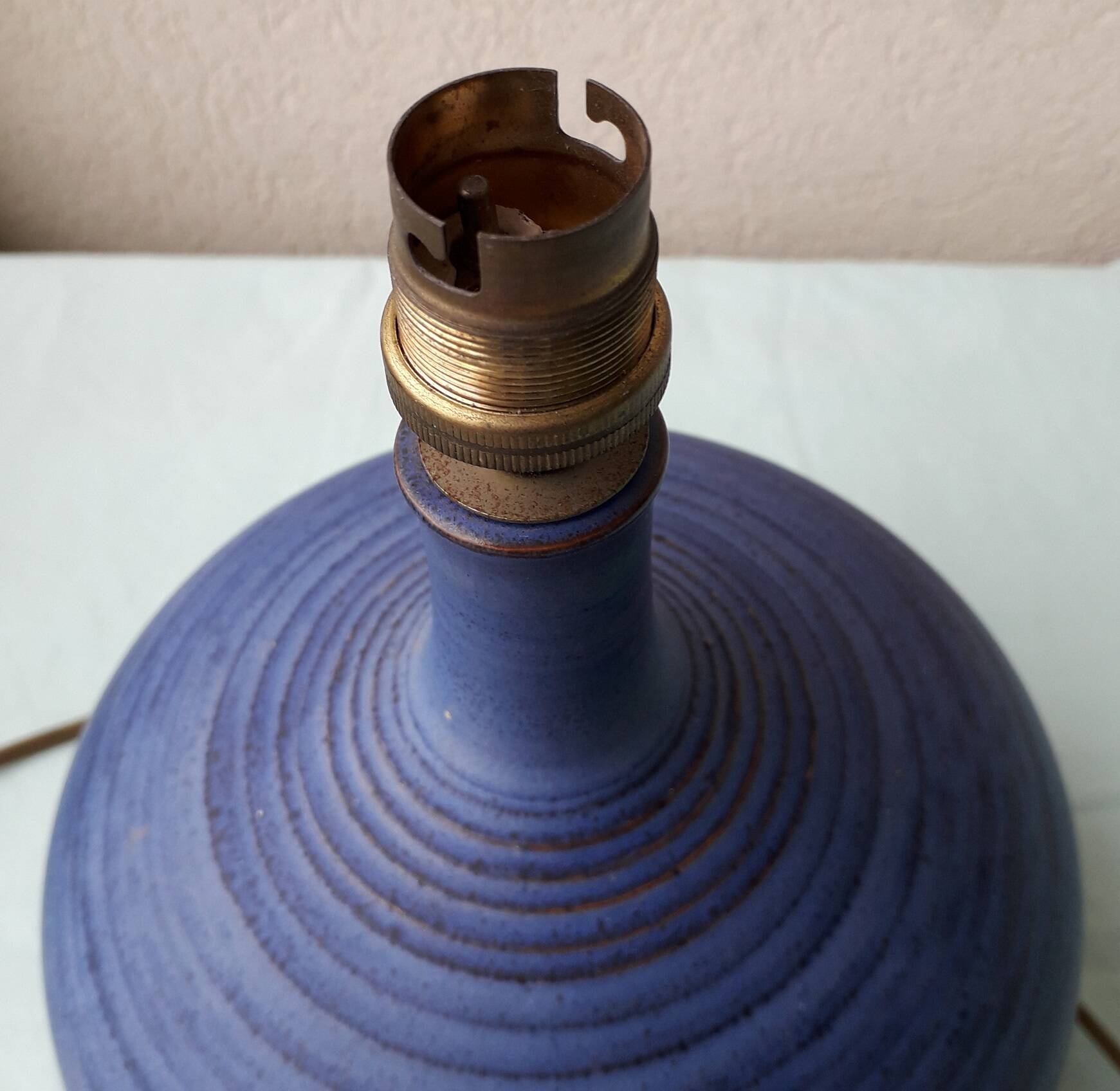 Blue ceramic lamp base Ludovic