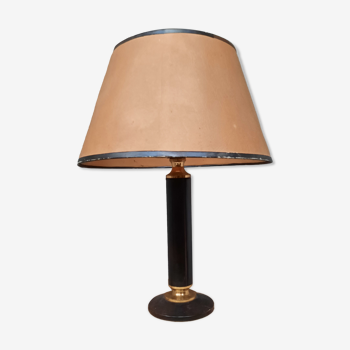 Leather-wrapped burreau lamp