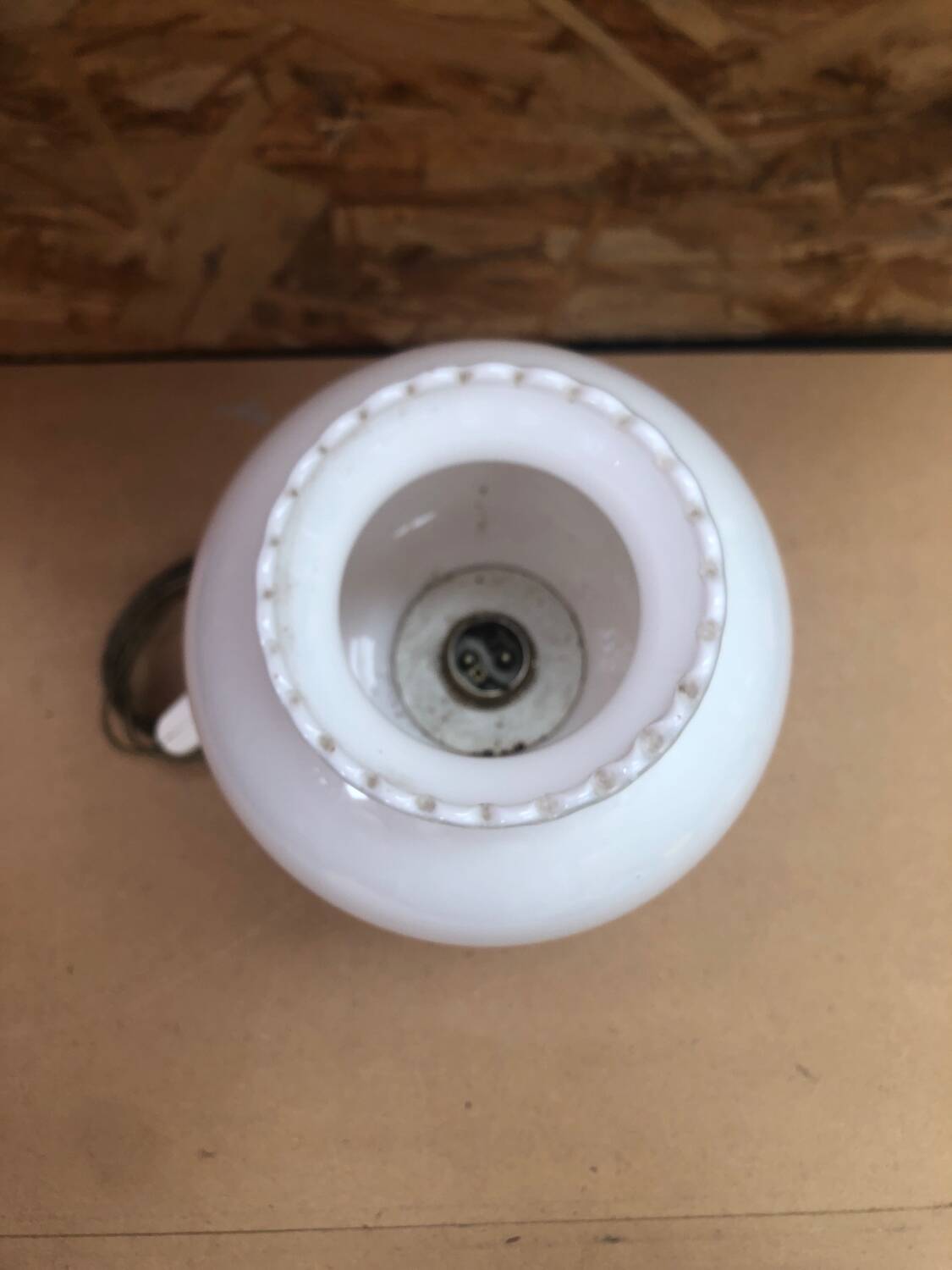 Pair of Old Red & White Opaline Bedside Lamps 1970s Vintage #A982