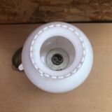 Paire Ancienne Lampe De Chevet Opaline Rouge & Blanc Années 70 Vintage #A982