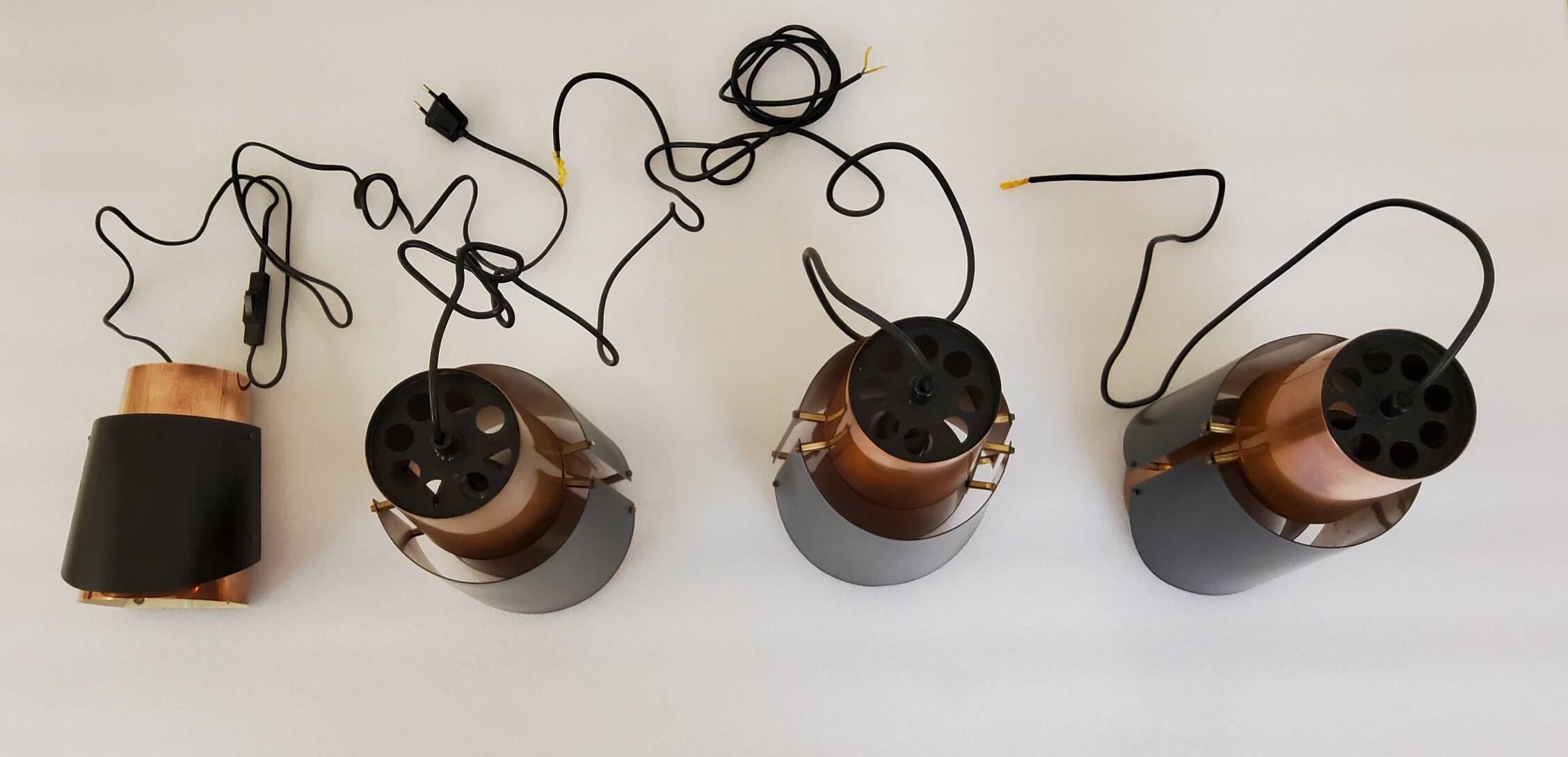 Vintage black brass 'østerport' pendant and wall lamp by Bent Karlby for Lyfa, Denmark 1960s