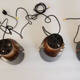 Vintage black brass 'østerport' pendant and wall lamp by Bent Karlby for Lyfa, Denmark 1960s