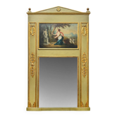 Wooden trumeau painted and decorated with an oil on panel.