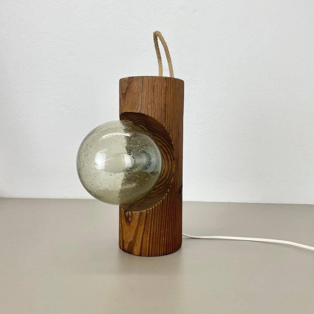 Grande lampe de table sculpturale et organique en bois de pin, attribuée à Temde Lights, Allemagne, années 1970