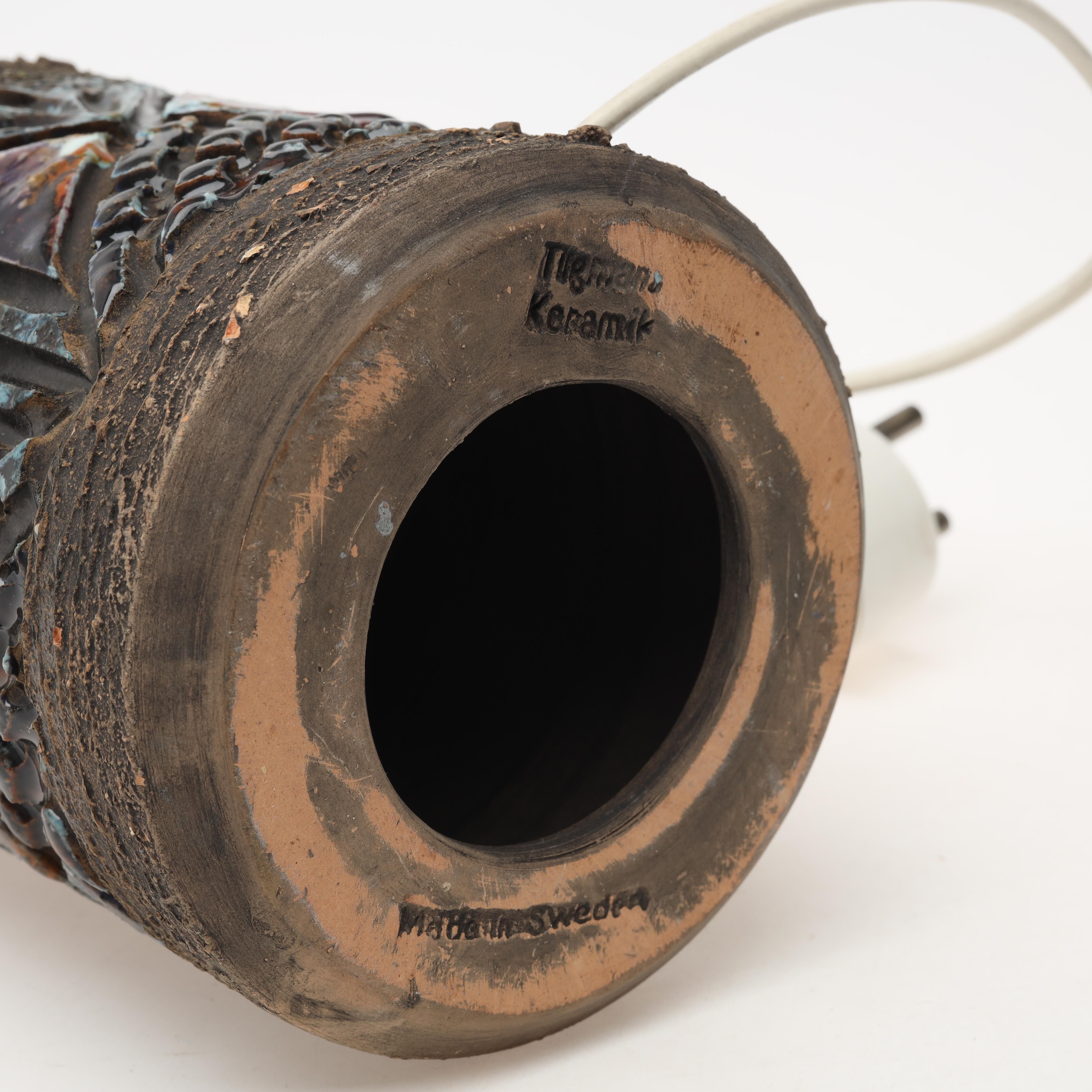 Table lamp from the Tiglmans workshop, ceramic, Sweden 1960, signed.