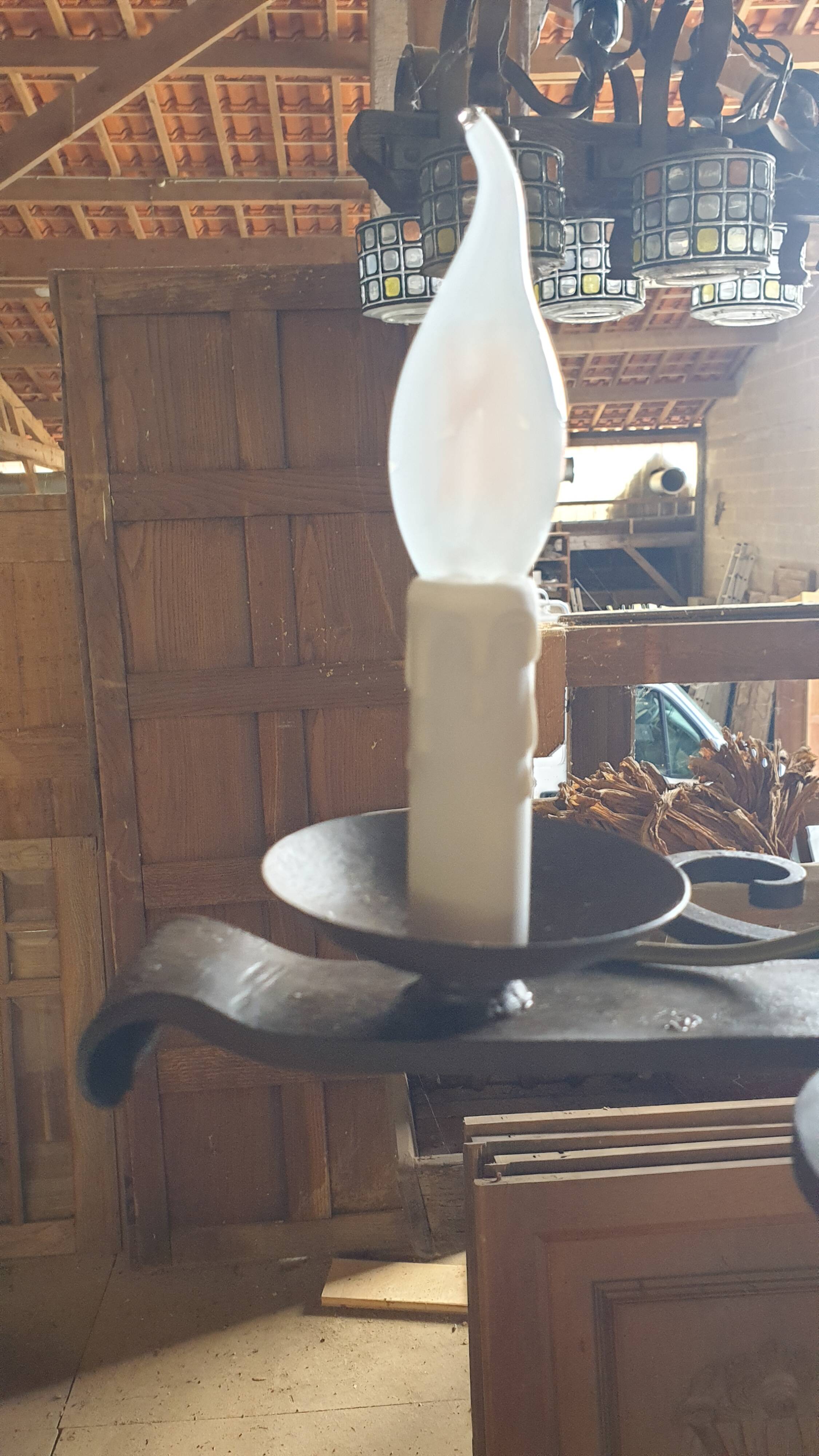 Wrought iron pendant light with 4 lights - medieval style