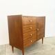 Meuble commode tiroirs et porte, placage chêne, années 60