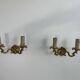 Pair of antique wall lamps in gilded metal - two lights - early XXth