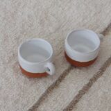 Handwoven rug - White with beige lines - recycled cotton - 170 x 240 cm