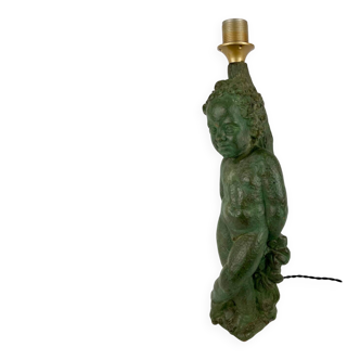 Table lamp by Robert Mermet of a standing boy/ putto