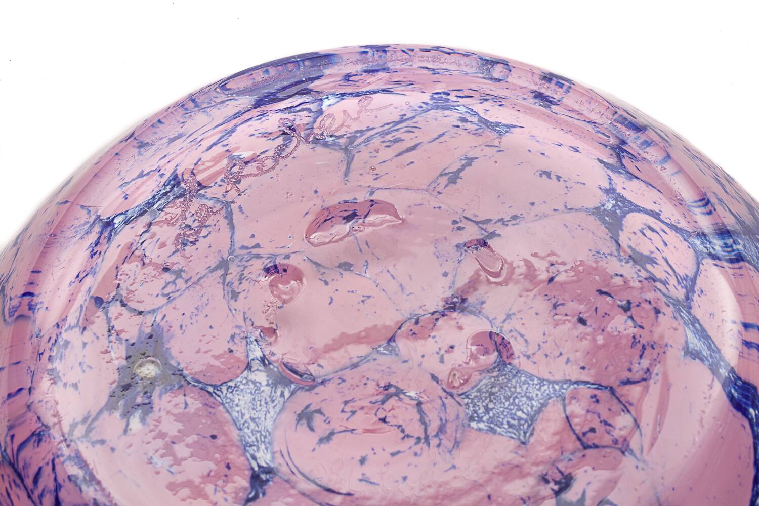 Vase en verre marbré