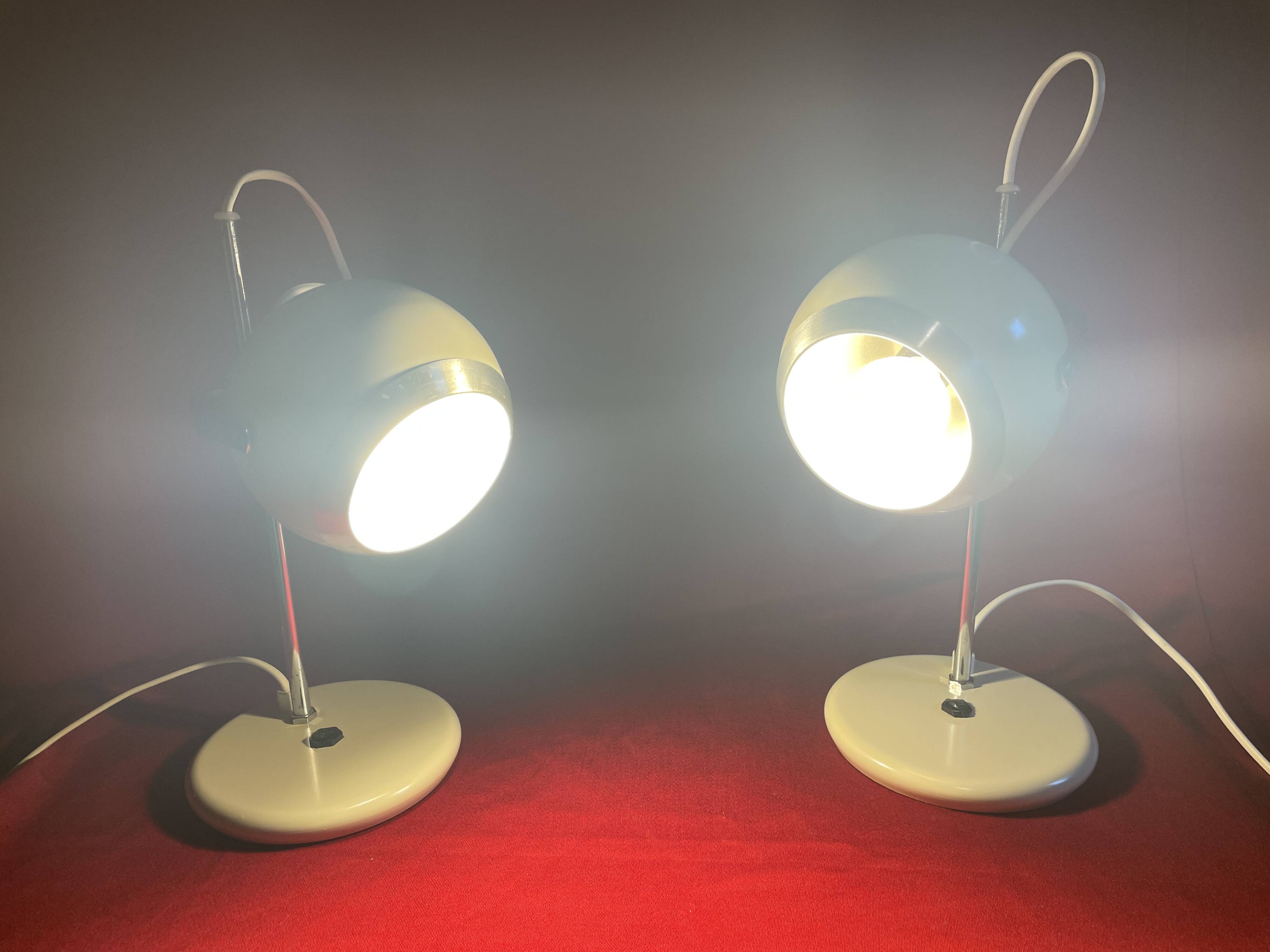 Pair of Eye-Ball lamps, "Aluminor", 1970s
