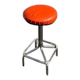 Vintage chrome stool with orange faux leather.