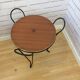 Table d'appoint ronde bois et métal noir
