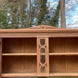 Renovated art deco display case in solid oak and marble 140cm