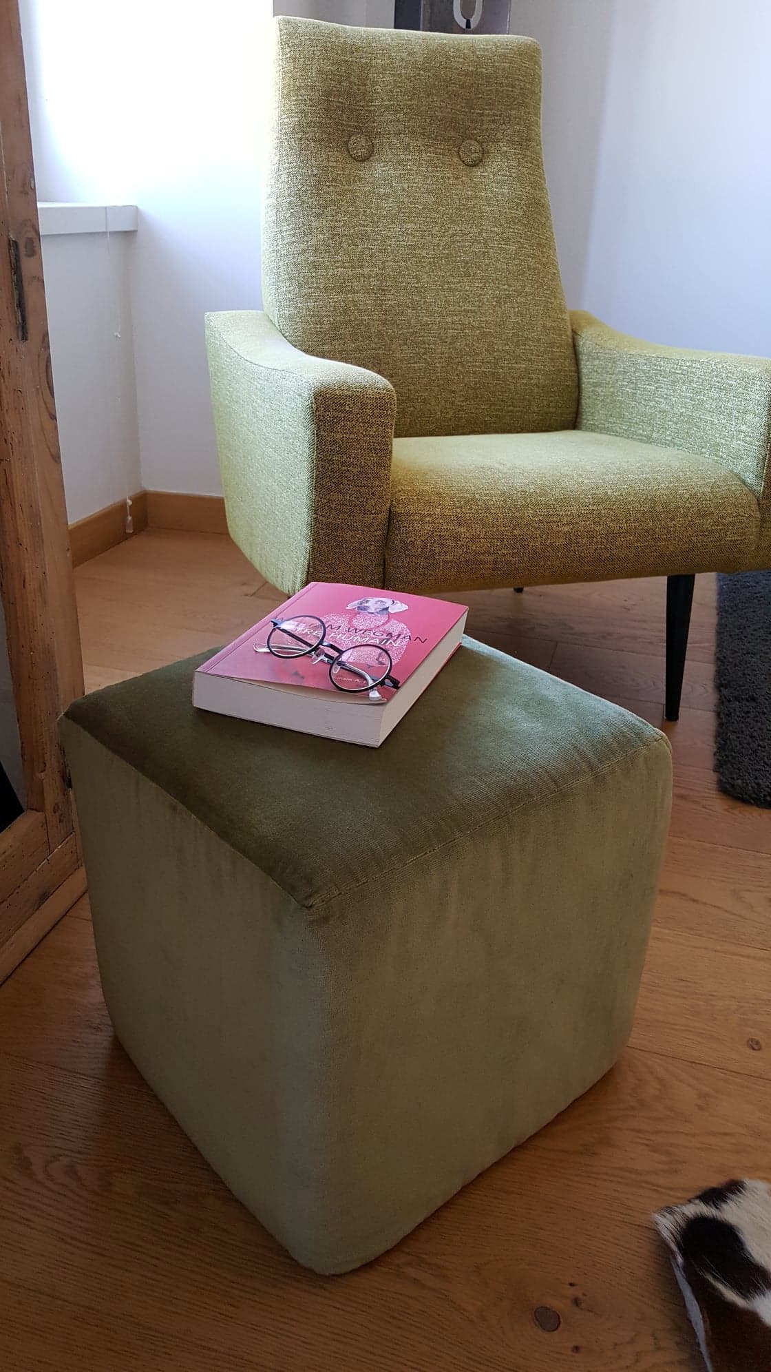 Pouf vintage en velours