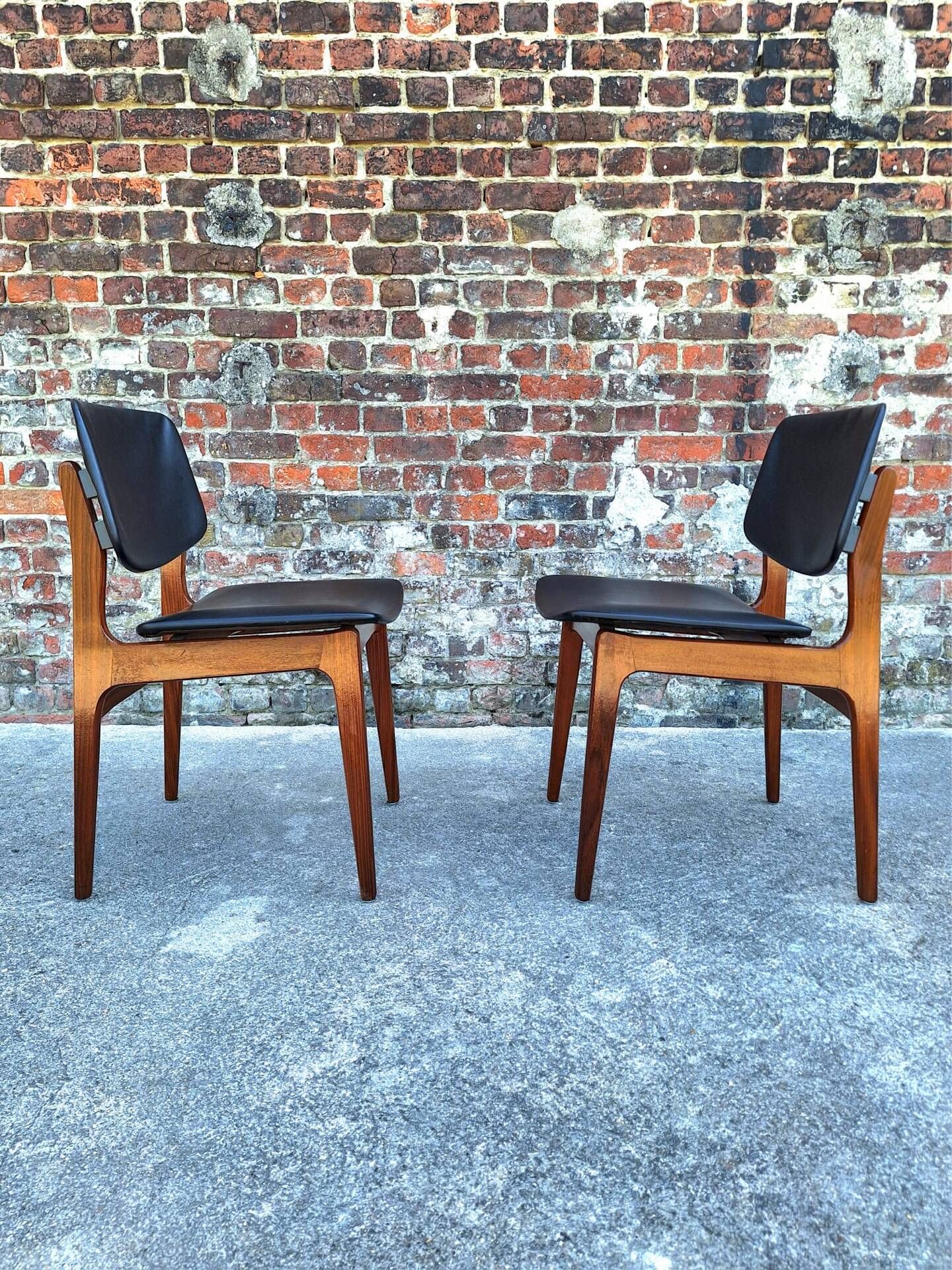 Pair of vintage Scandinavian chairs, antique seating furniture.