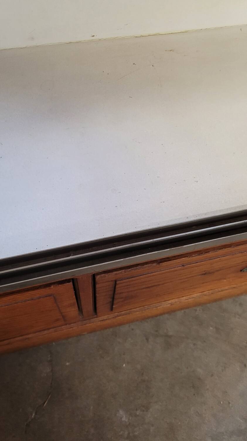 Shop counter display cabinet with old drawers, 1900s