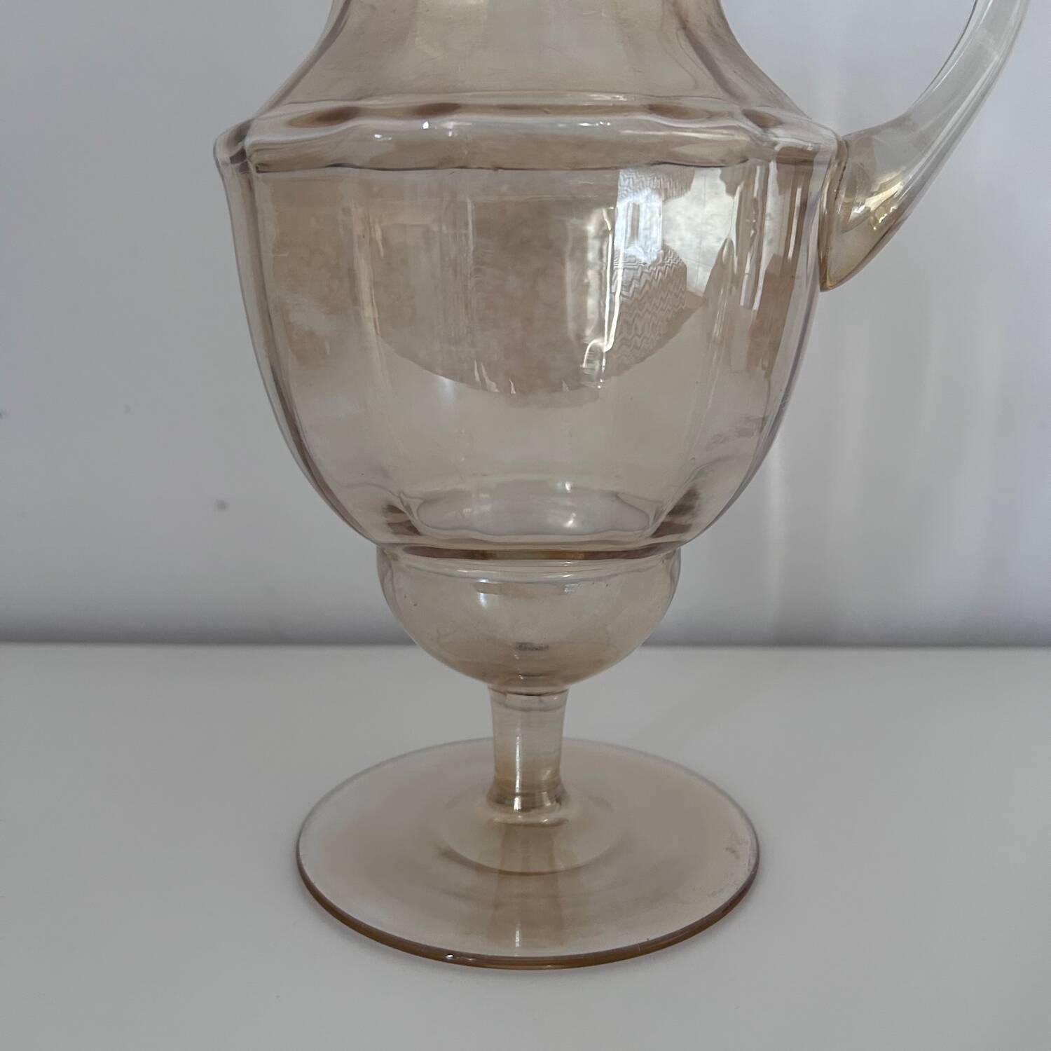 Iridescent glass carafe