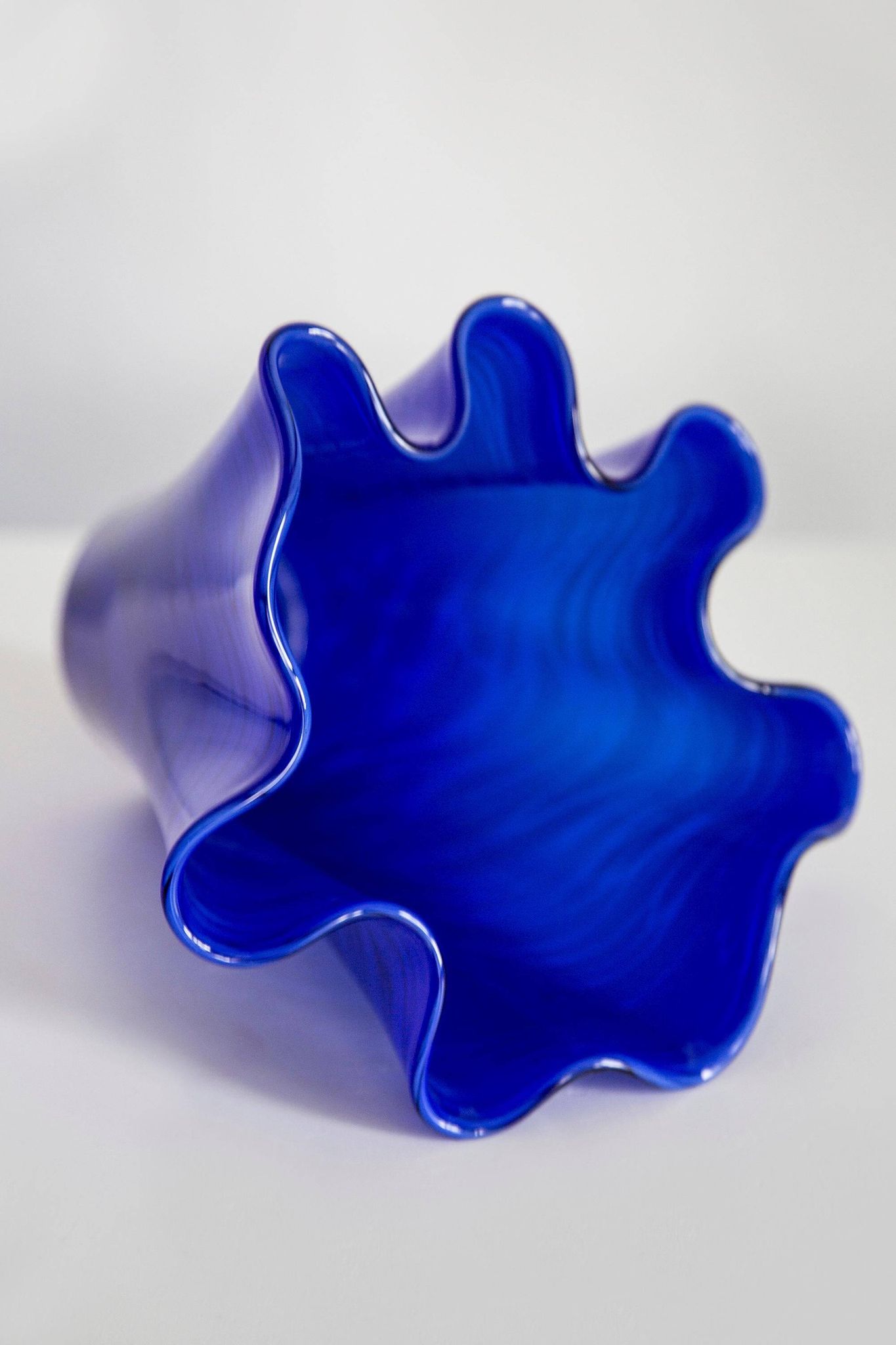 Vintage dark navy blue artistic vase from the mid-20th century.