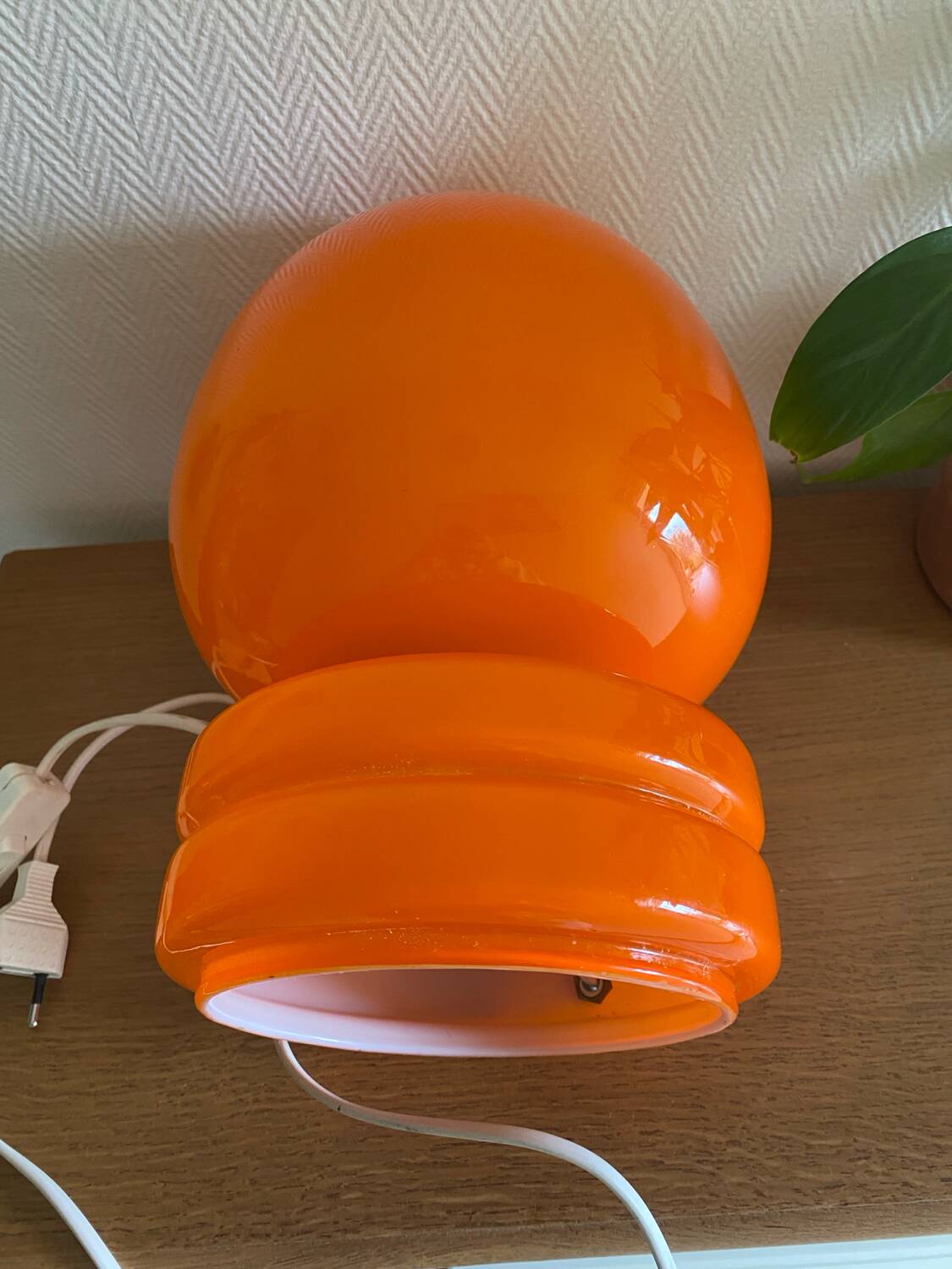 Lampe vintage Space age en verre orange