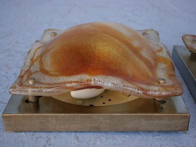 Pair of sconces 1970 design molded glass