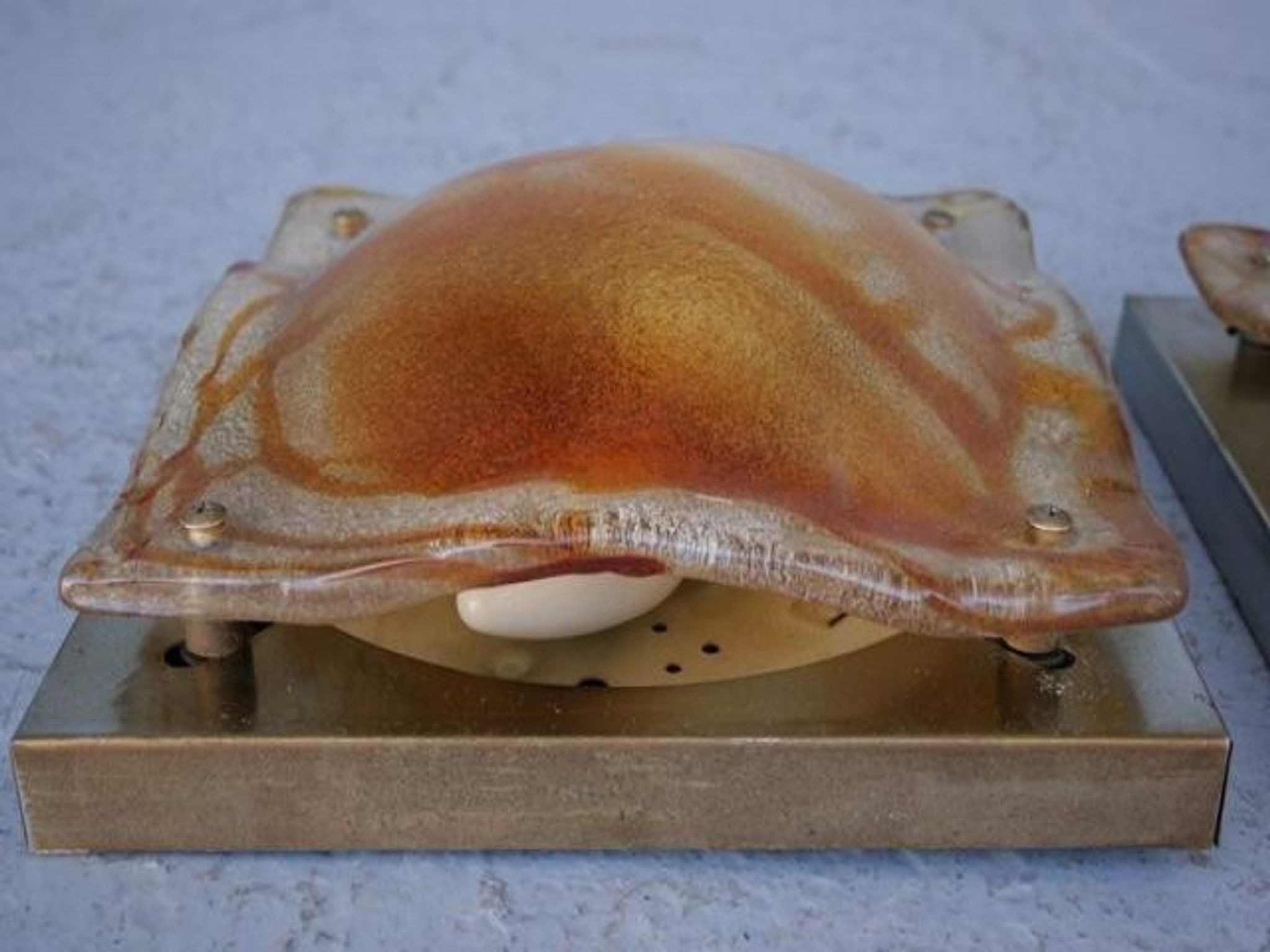 Pair of sconces 1970 design molded glass