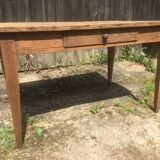 Farmhouse table with raw wood drawer