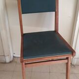 Vintage green leatherette and wood chair
