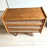 Commode bois et rotin