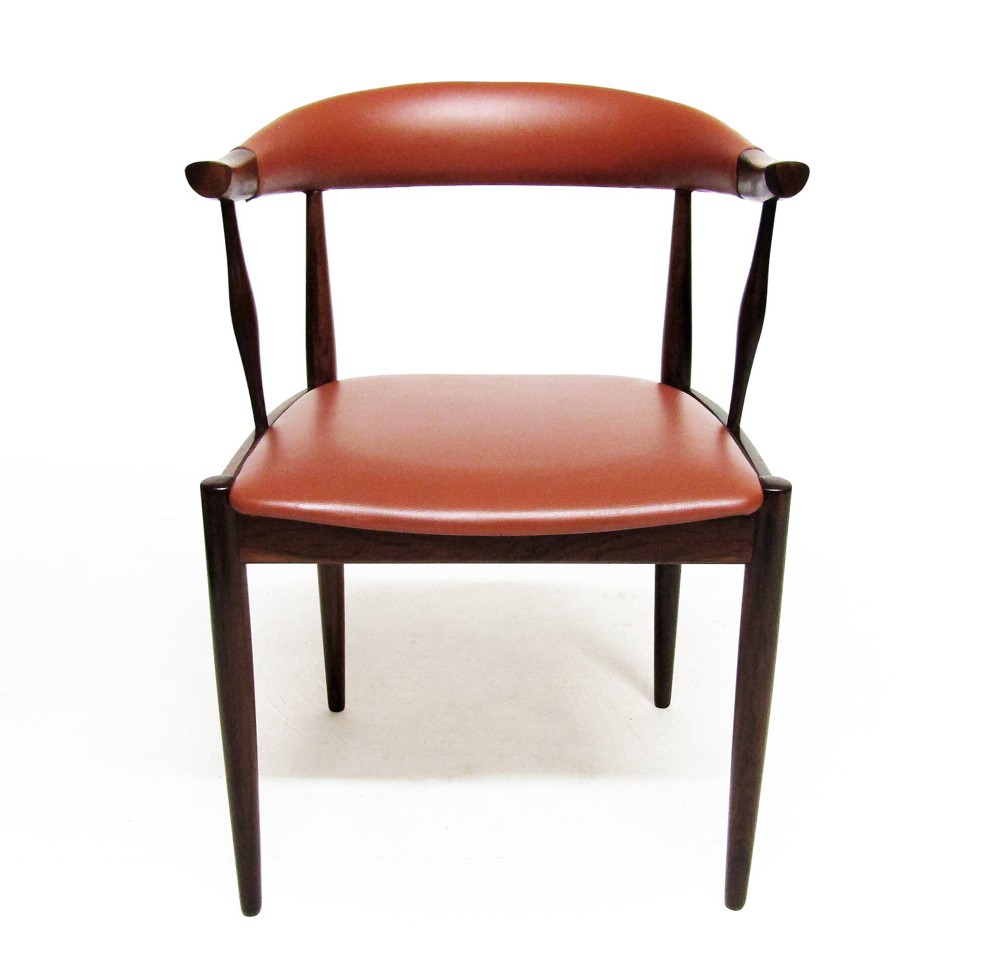 Eight Danish Cow Horn "Model 12" Chairs in Rosewood by Johannes Andersen
