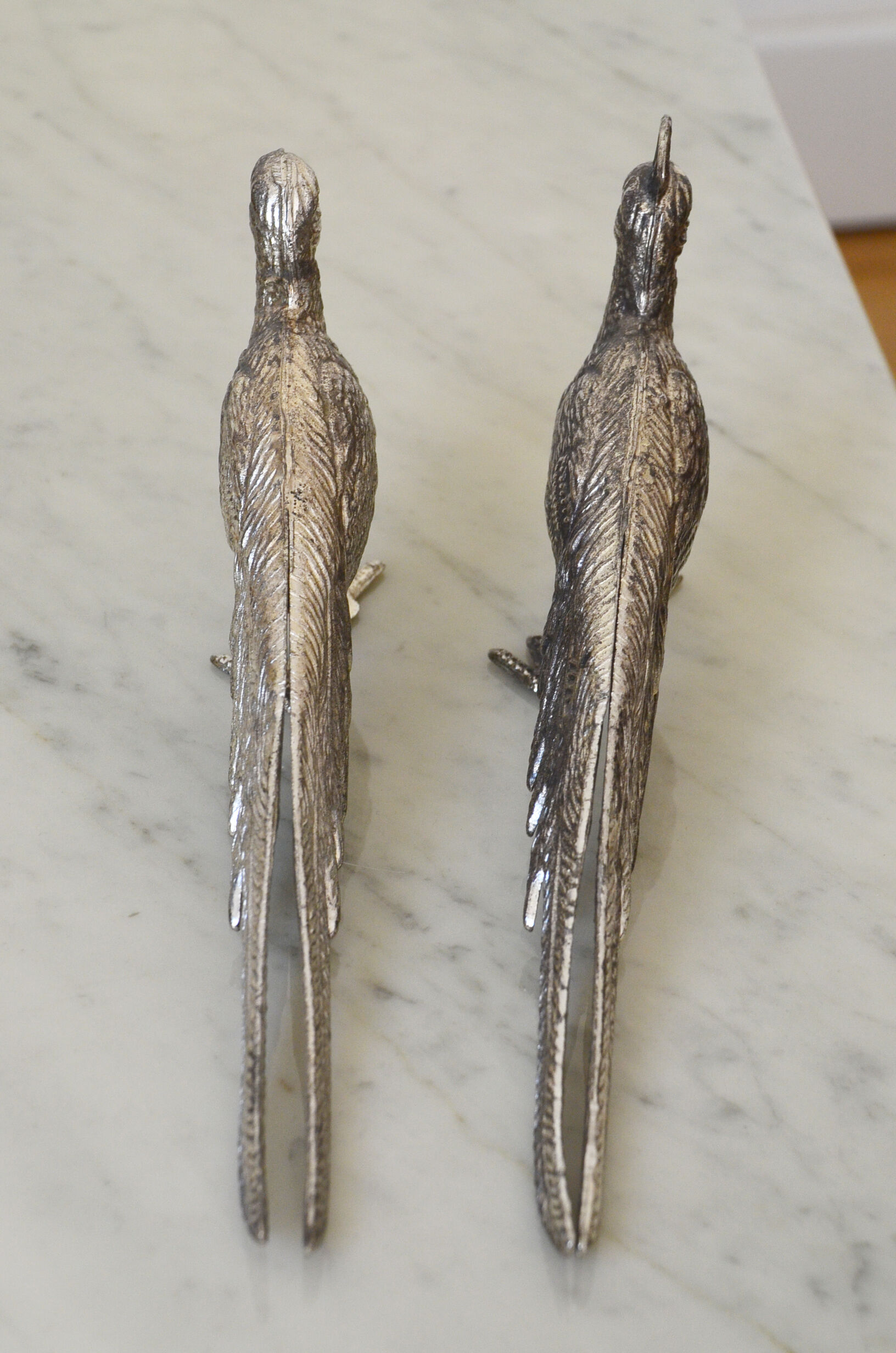Paperweight birds pheasants vintage metal