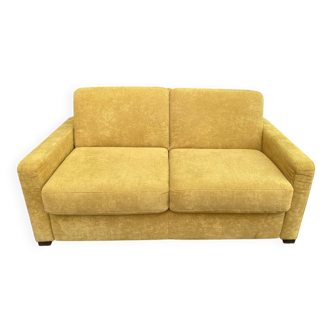 Canapé convertible scandinave 2 places velours jaune