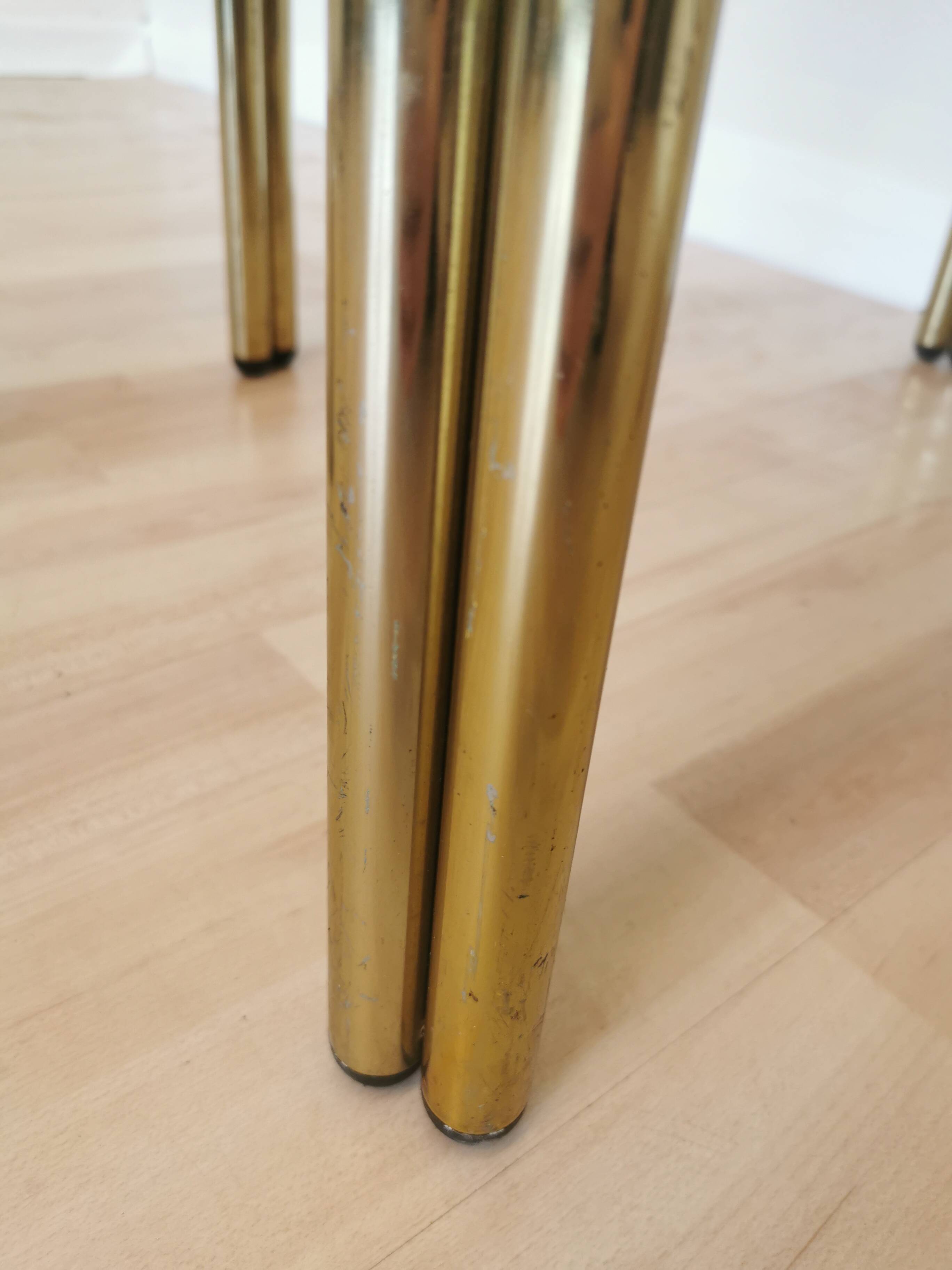 Vintage Italian Coffee Table: Brass & Smoked Glass, Mid-Century Modern