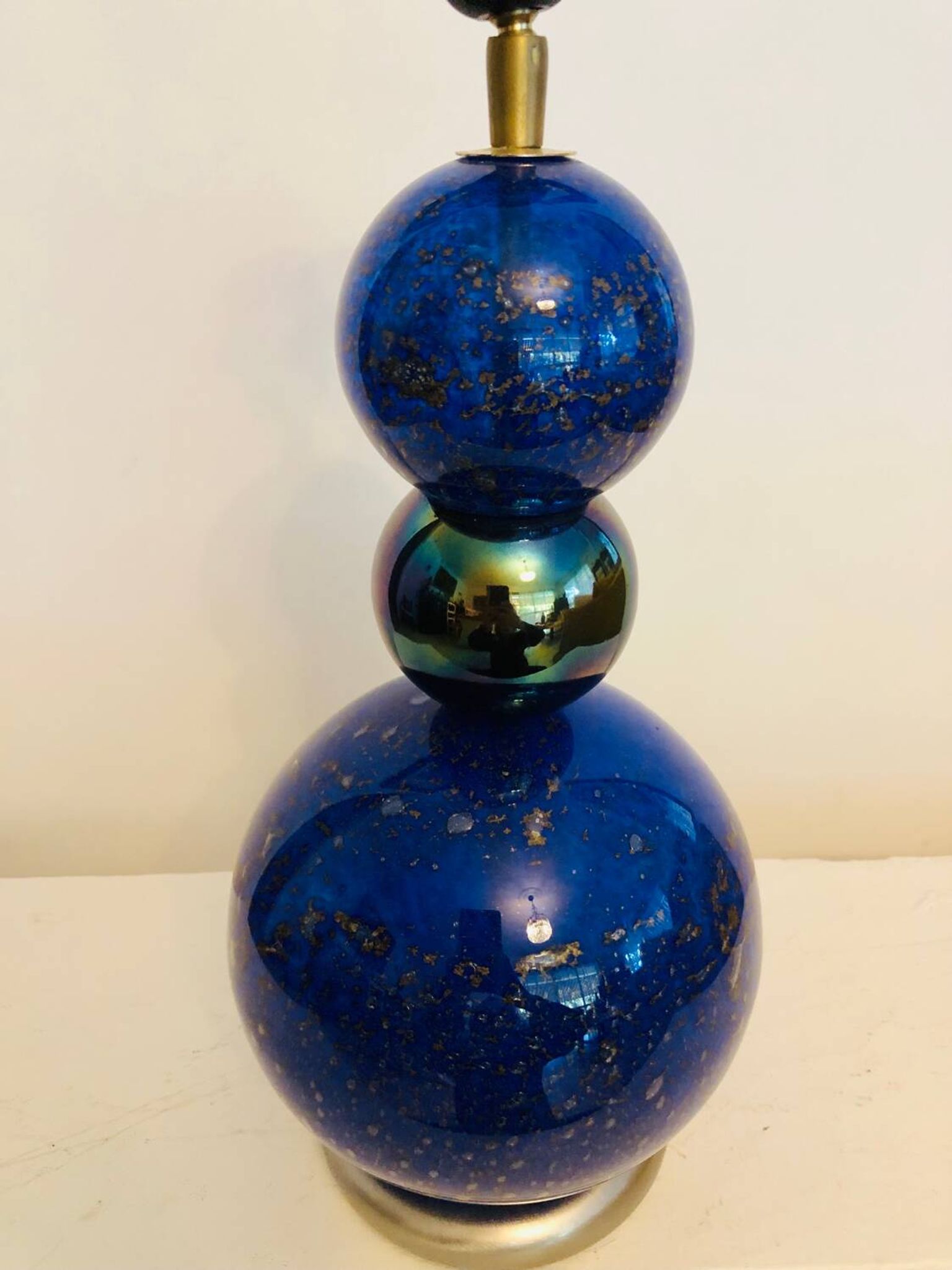 Vintage blue and gold blown glass lamp from the 80s/90s