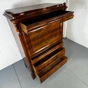 Biedermeier vintage oak and mahogany secretary desk, well-made, 1860.