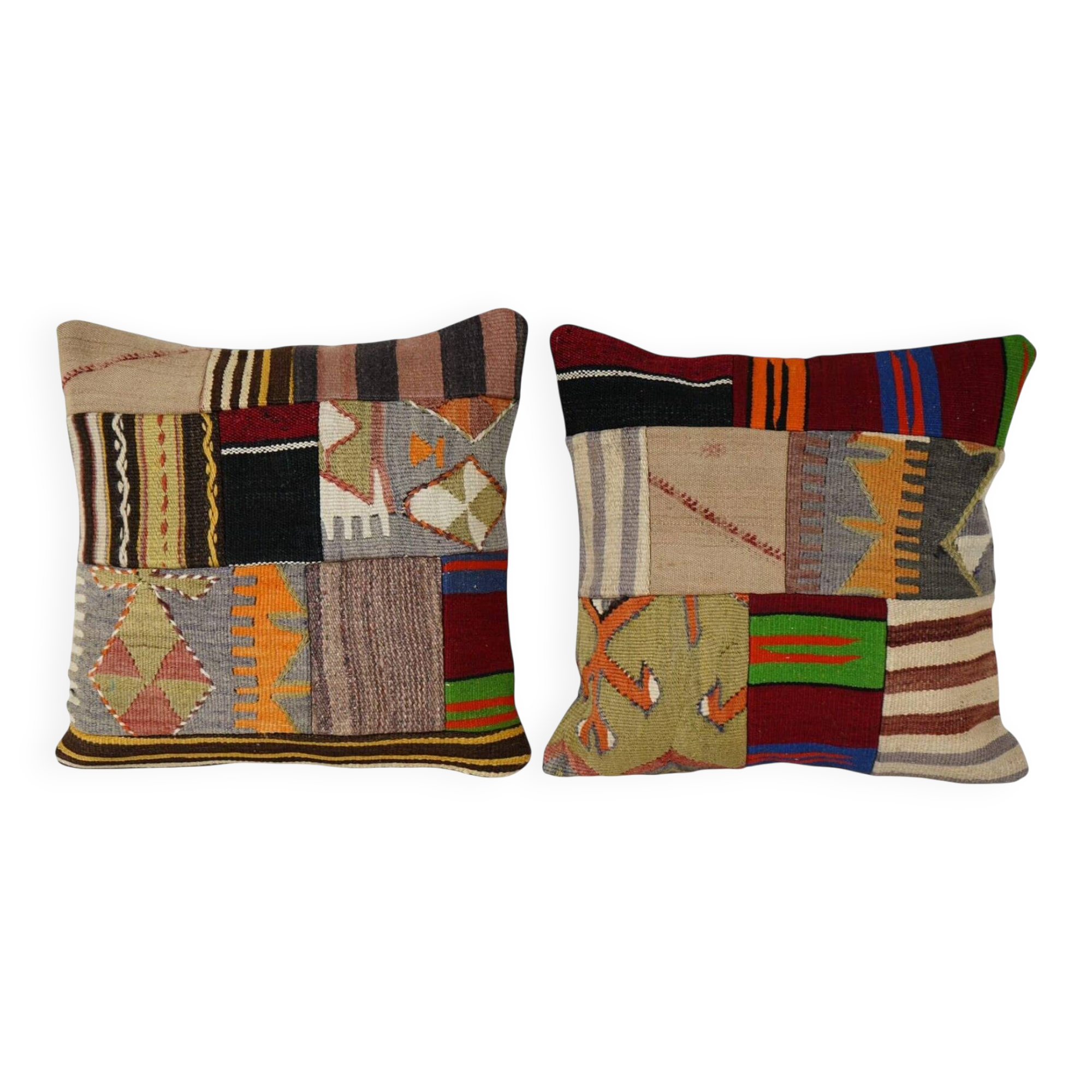 Set of 2 vintage kilim cushion covers 51x51 cm