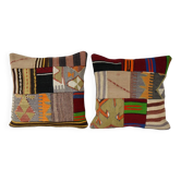 Lot de 2 housses de coussin kilim vintage 51x51 cm