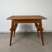 Compass leg desk, 1950s wood reconstitution style.
