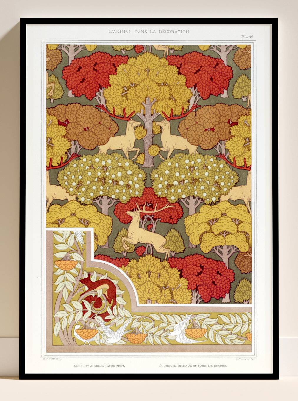 Poster “Deer and Trees”, after an Art Nouveau lithograph from 1897