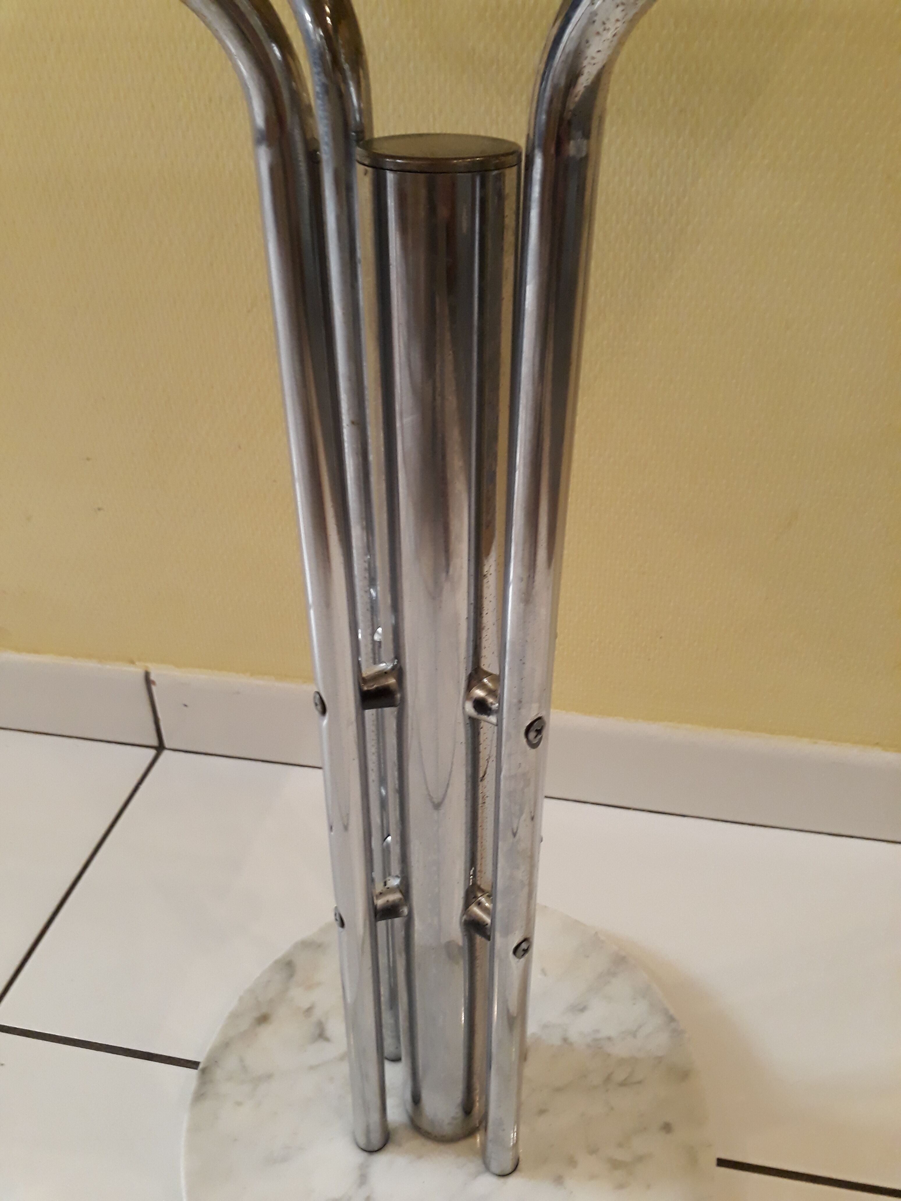 Vintage console 70/80 chrome marble glass