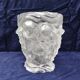 Frosted glass vase, decorated with cherubs and flowers, vintage.